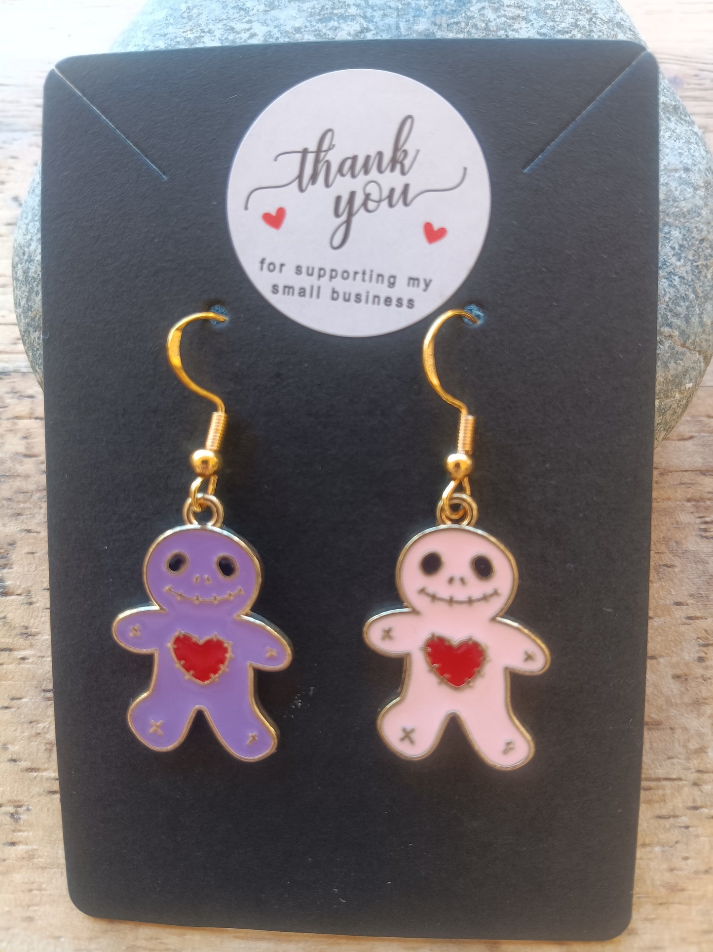 Stitched Heart doll earrings