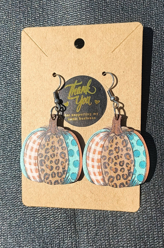 Cute Wooden Pumpkin Earrings