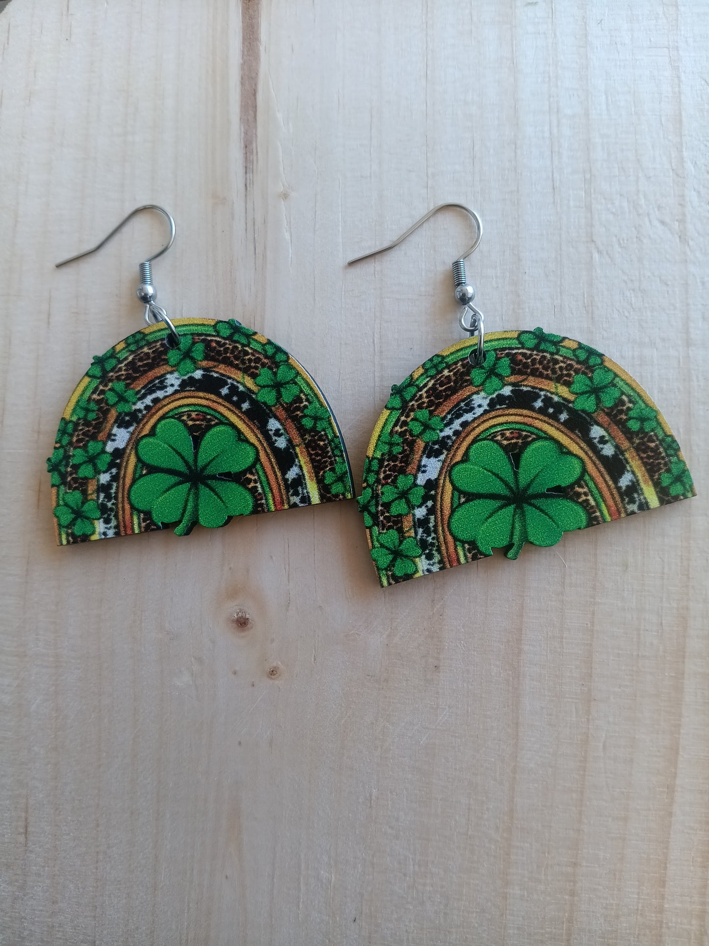 Cute St. Patrick's Day Clover Rainbow Earrings