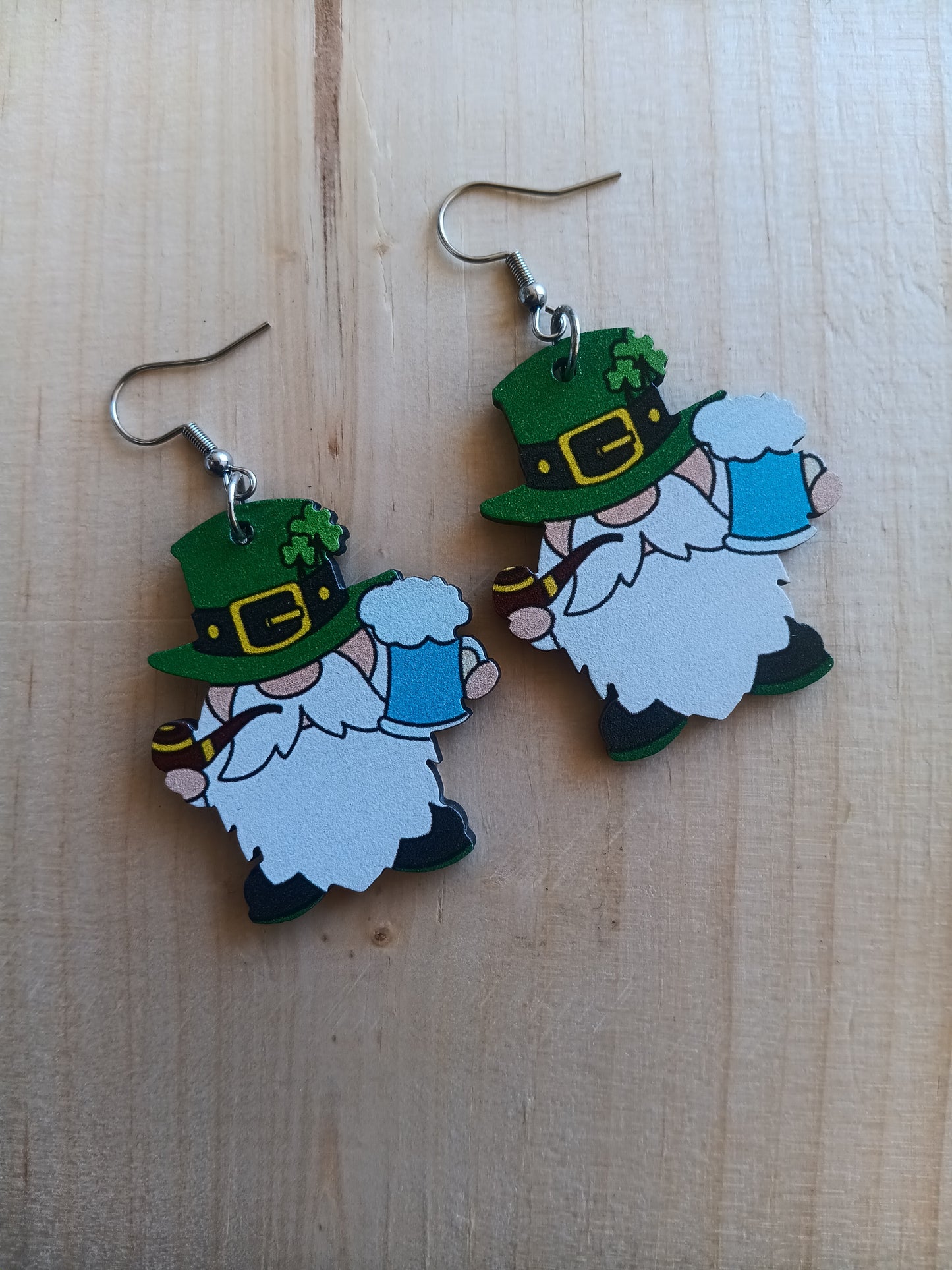Cheers St. Patrick's Day Gnome earrings