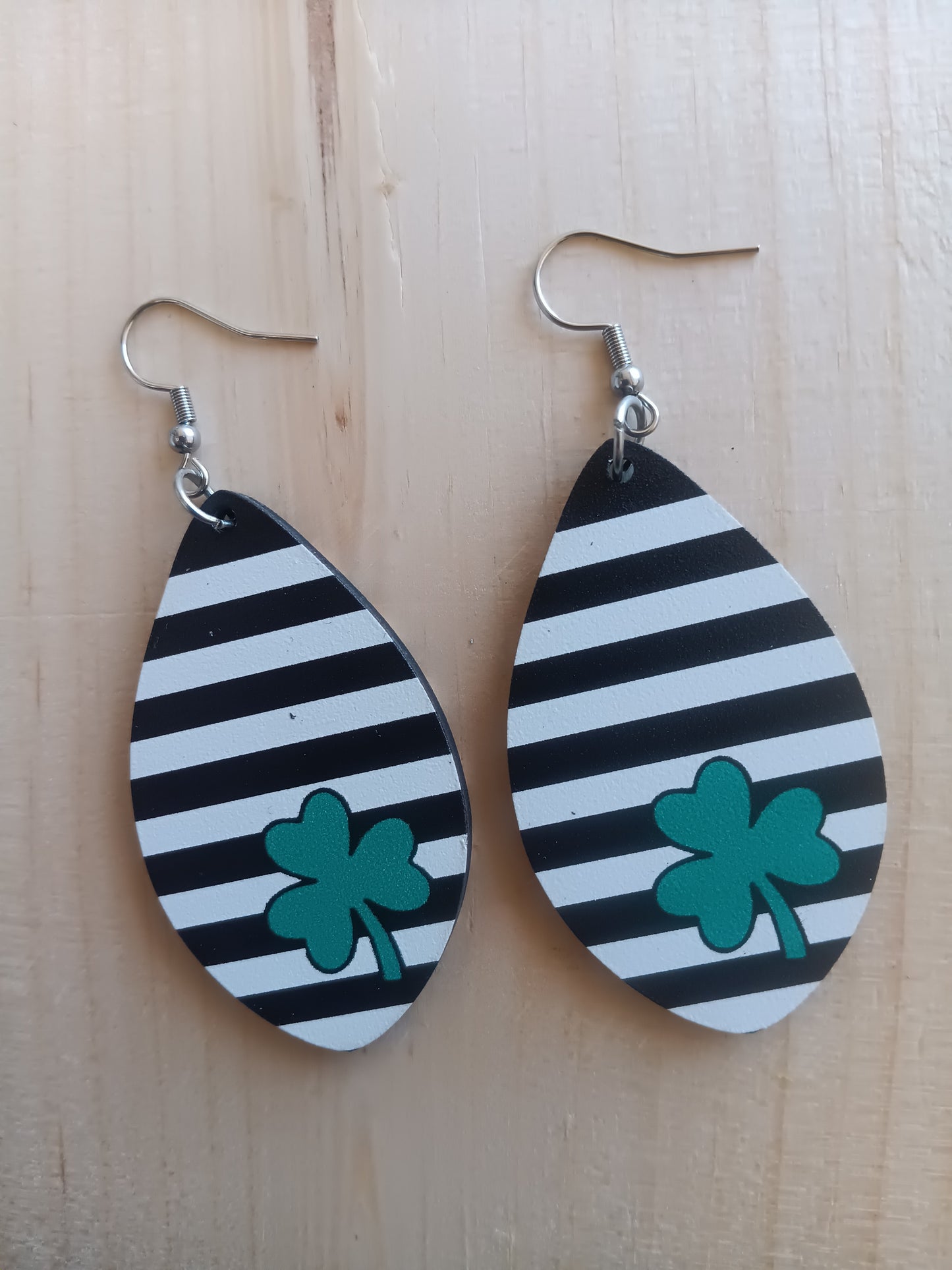 Cute Striped Clover St. Patrick's Day Earrings