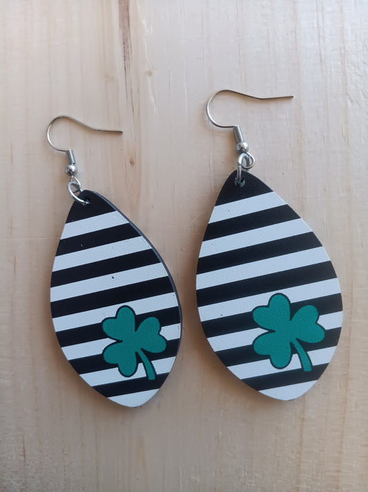 Cute Striped Clover St. Patrick's Day Earrings