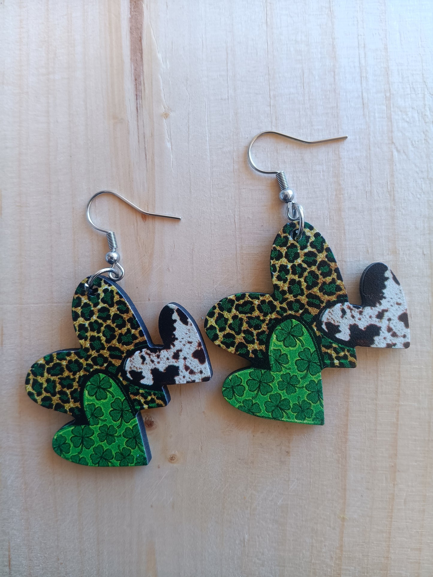 Cute Stacked hearts St. Patrick's Day Earrings