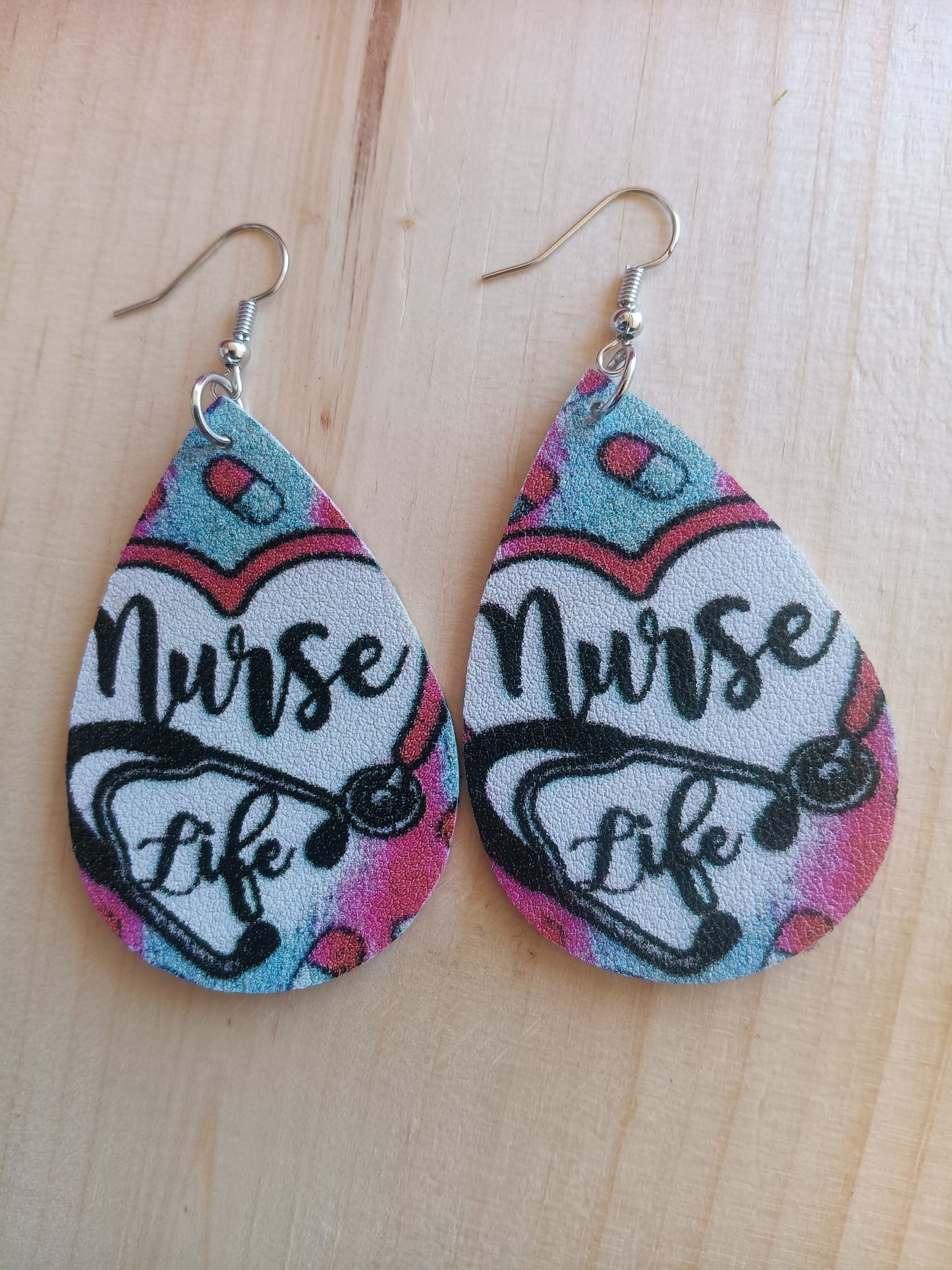 Colorful Nurse Life stethoscope heart Earrings