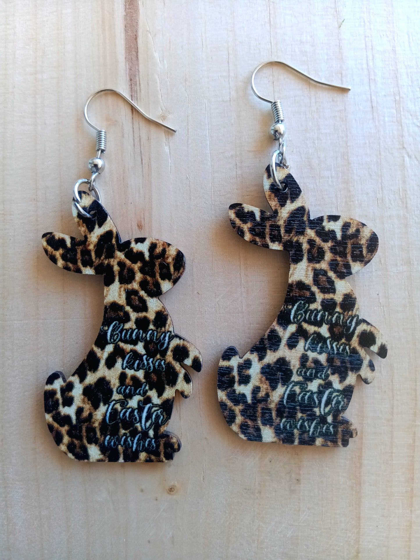 Adorable Bunny Kisses and Easter Wishes Animal print Bunny Easter Earrings