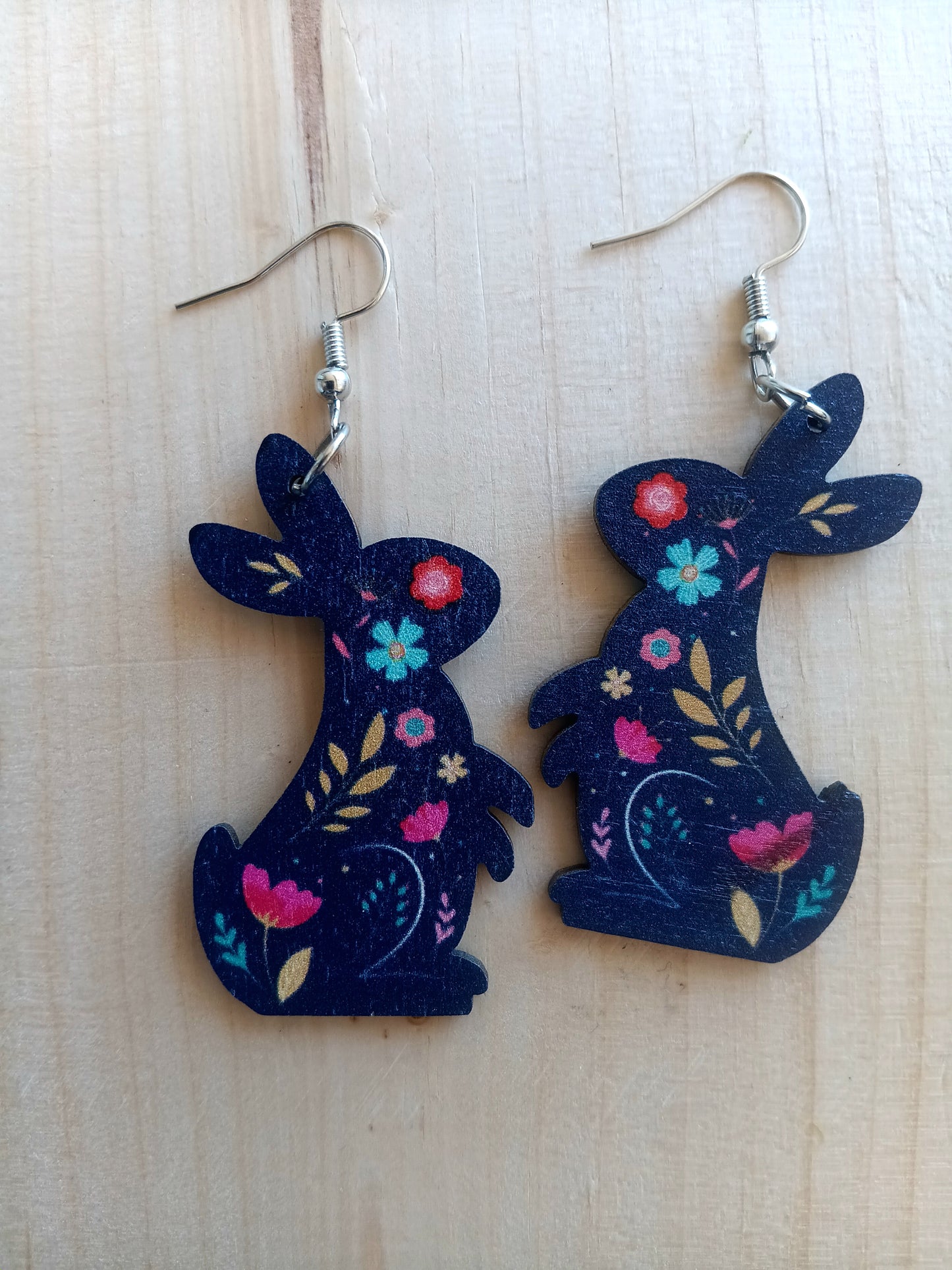 Adorable Floral Easter Bunny Earrings