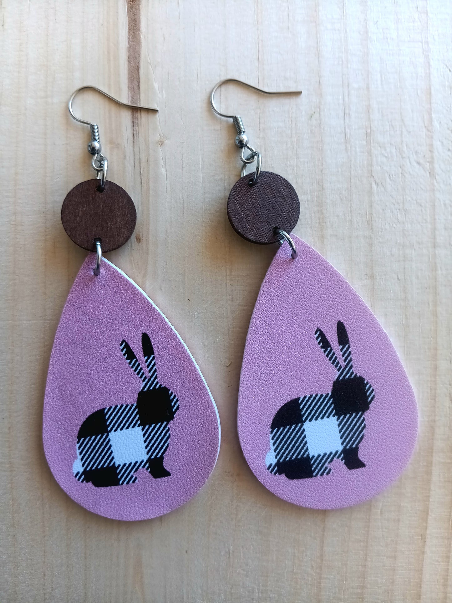 Cute Plaid Easter Bunny Earrings