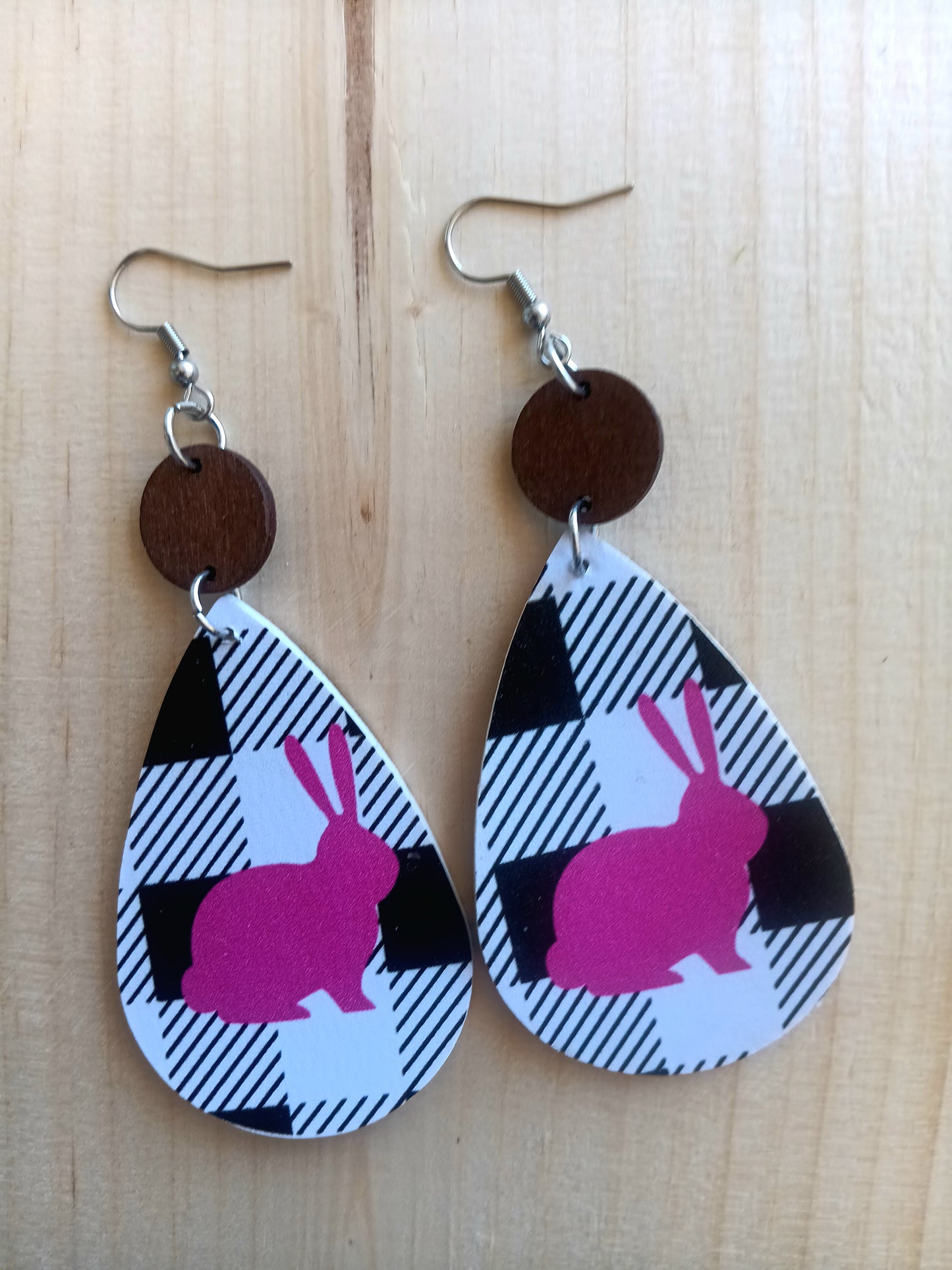 Cute Plaid Easter Bunny Earrings