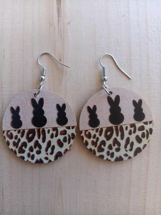 Adorable Animal Print Easter Bunny Earrings