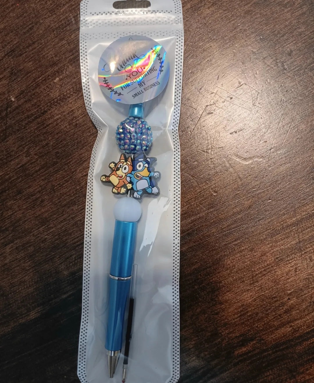 Super CUTE Bluey Inspired Beaded Pens-w/ one ink refill-Black ink