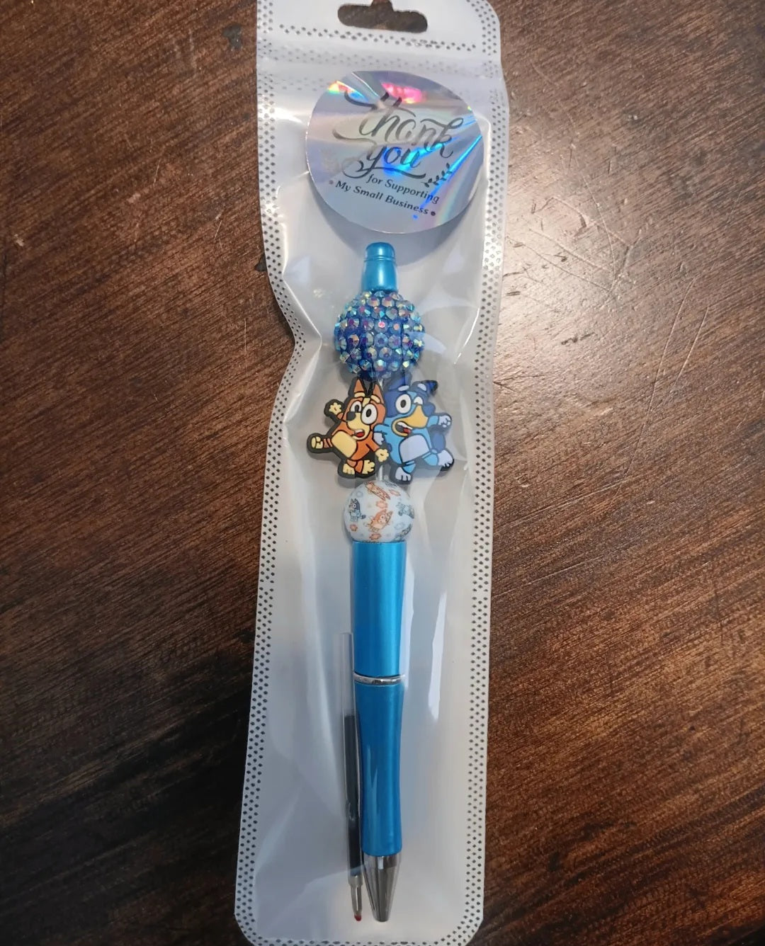 Super CUTE Bluey Inspired Beaded Pens-w/ one ink refill-Black ink