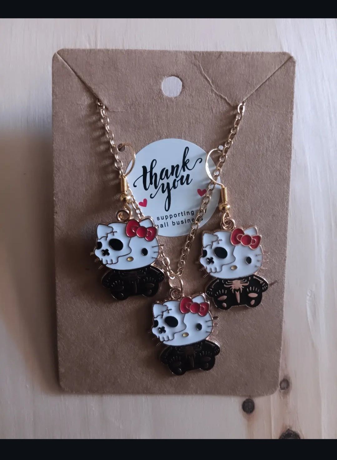 Adorable Halloween Kitty Jewelry Set Necklace/Earrings