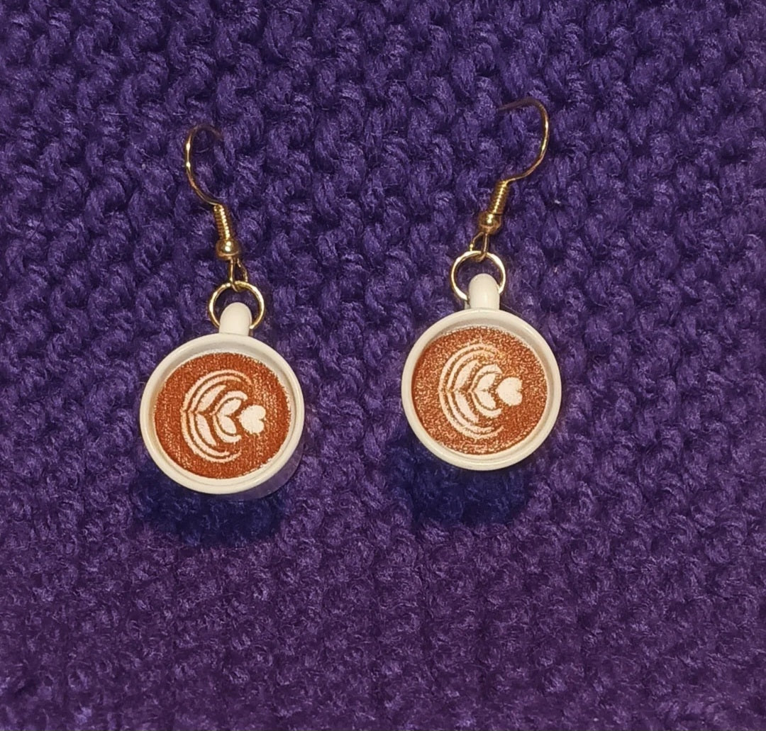 Adorable Heart Coffee Cup Earrings