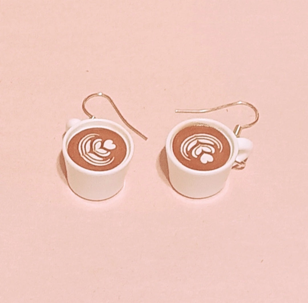 Adorable Heart Coffee Cup Earrings