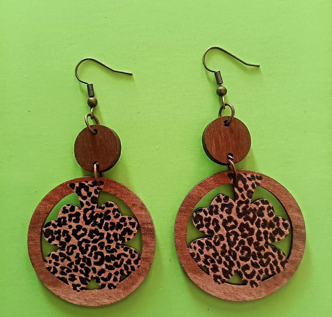 Animal print Clover Earrings