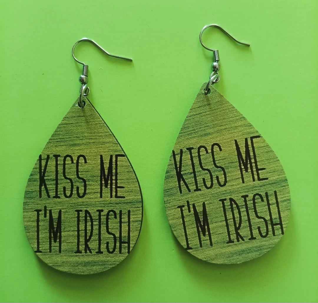 Cute Kiss me I'm Irish Earrings