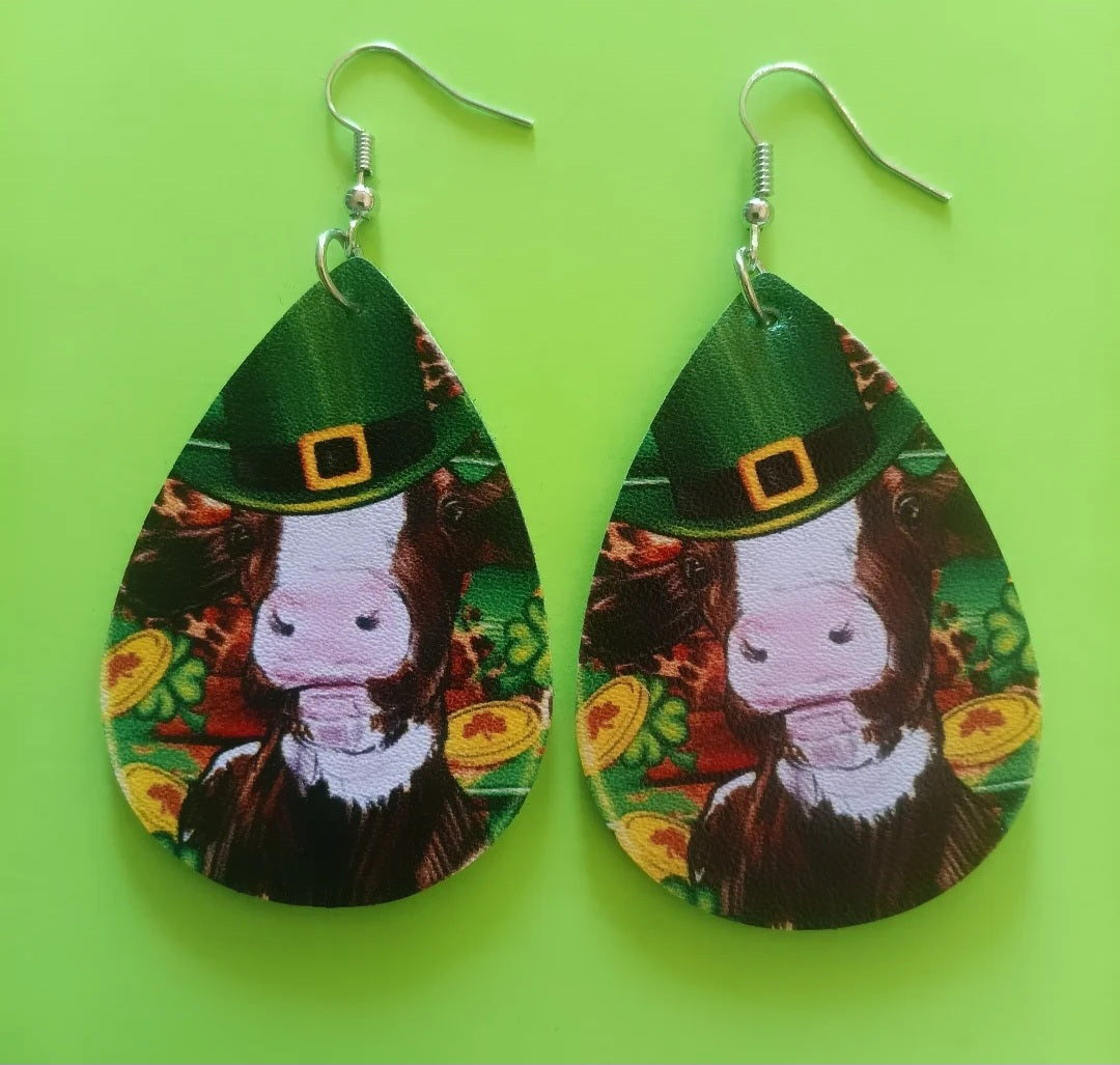 Fun Farm Style Irish Cow Earrings