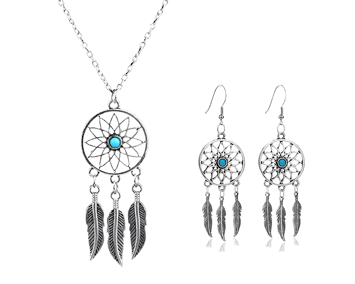 Beautiful Dreamcatcher Necklace and Earrings Gift Set