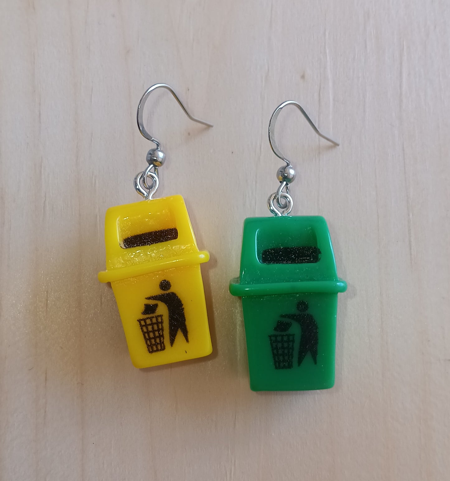 Fun 3D Trash Bin Earrings