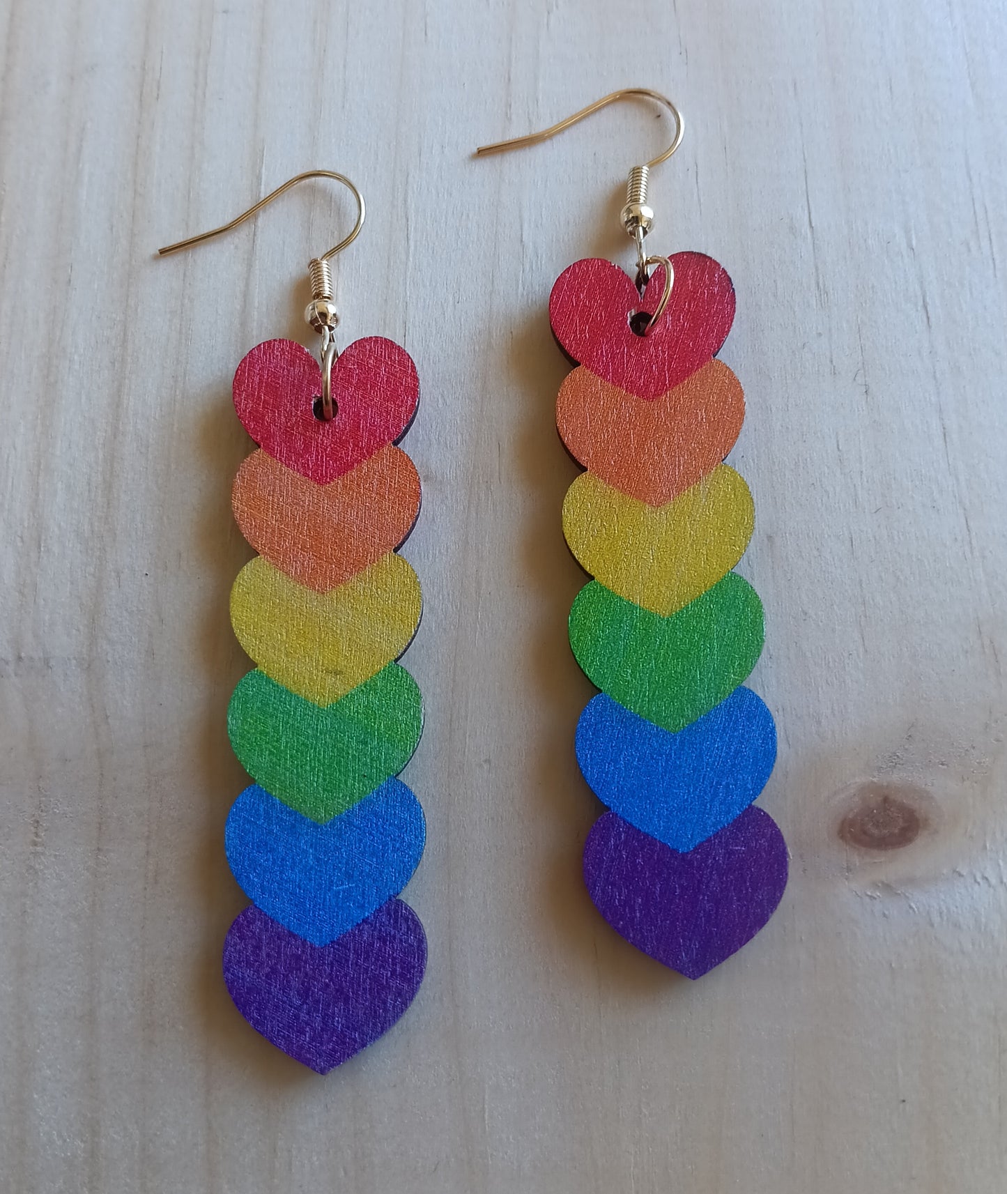 Stacked Rainbow Heart Earrings