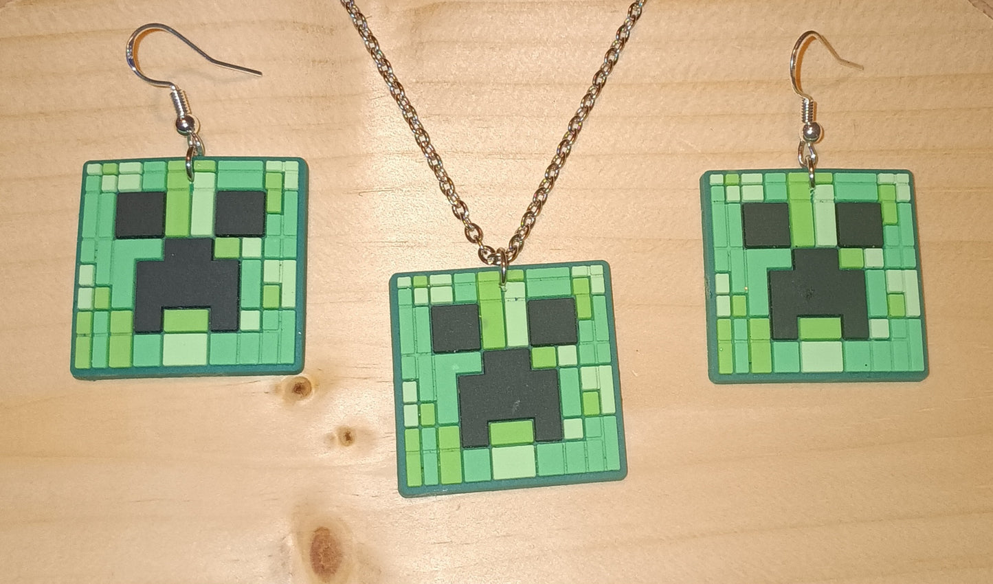 Pixel Jewelry Necklace and Earrings Set Handmade in Texas