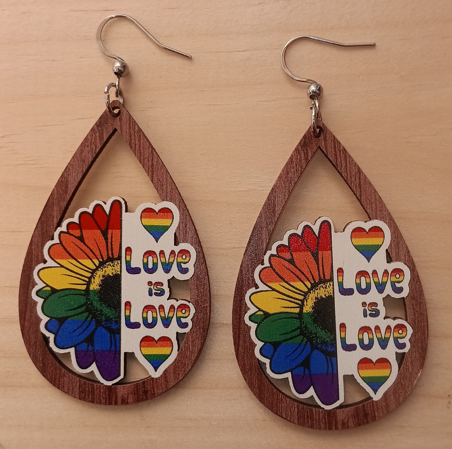 Love is Love Rainbow Sunflower Earrings