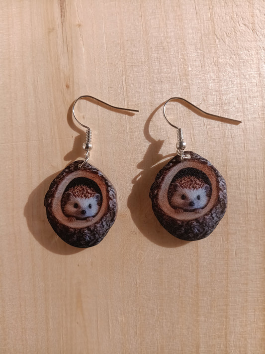 Cute Peek-a-Boo Hedgehog Earrings