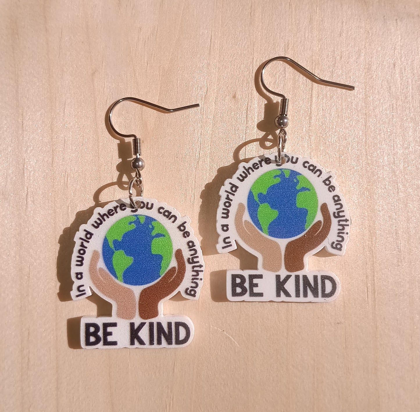 Colorful Earth Be Kind Blue Dangle Earrings