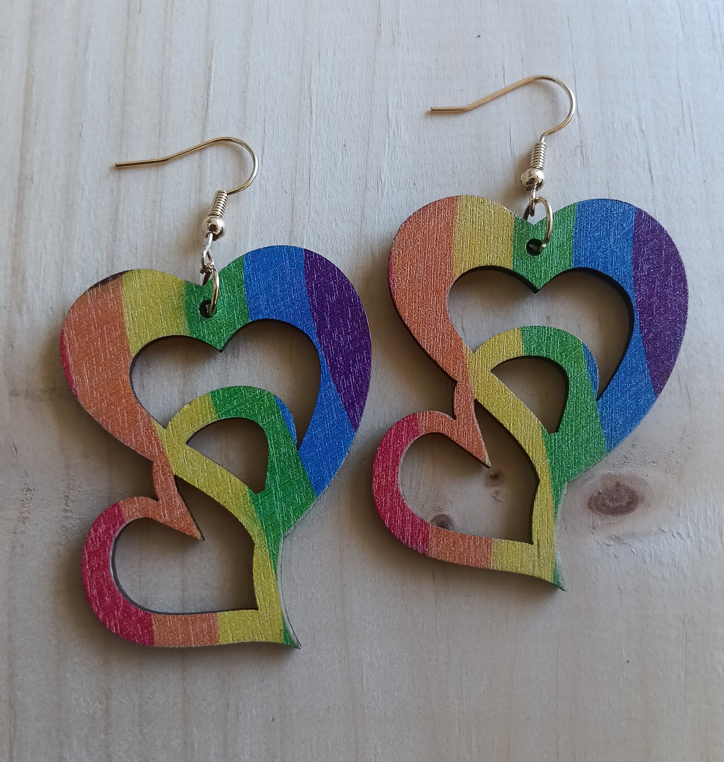 Double Rainbow Heart Earrings
