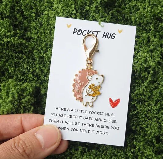 Cute Hedgehog Pocket Hug Keychain
