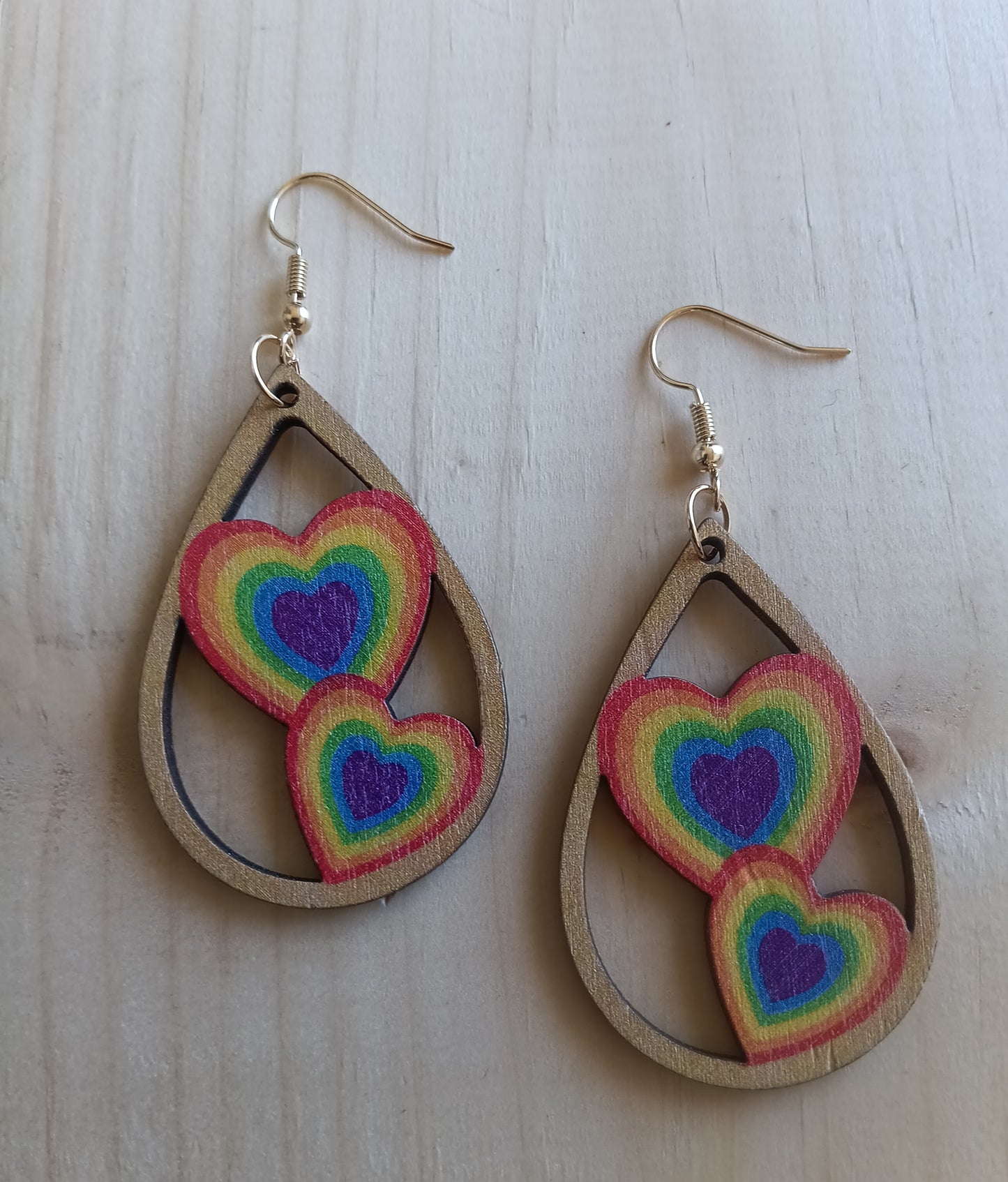 Rainbow Heart Teardrop Earrings