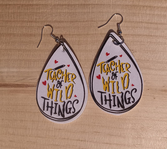 Teacher of Wild Things Leather Earrings