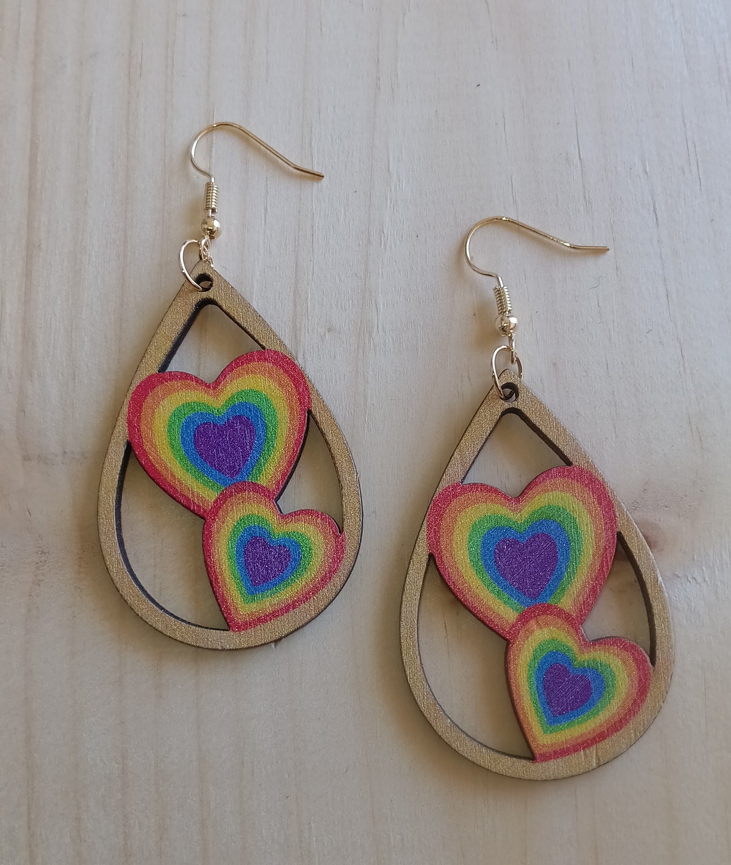Rainbow Heart Teardrop Earrings