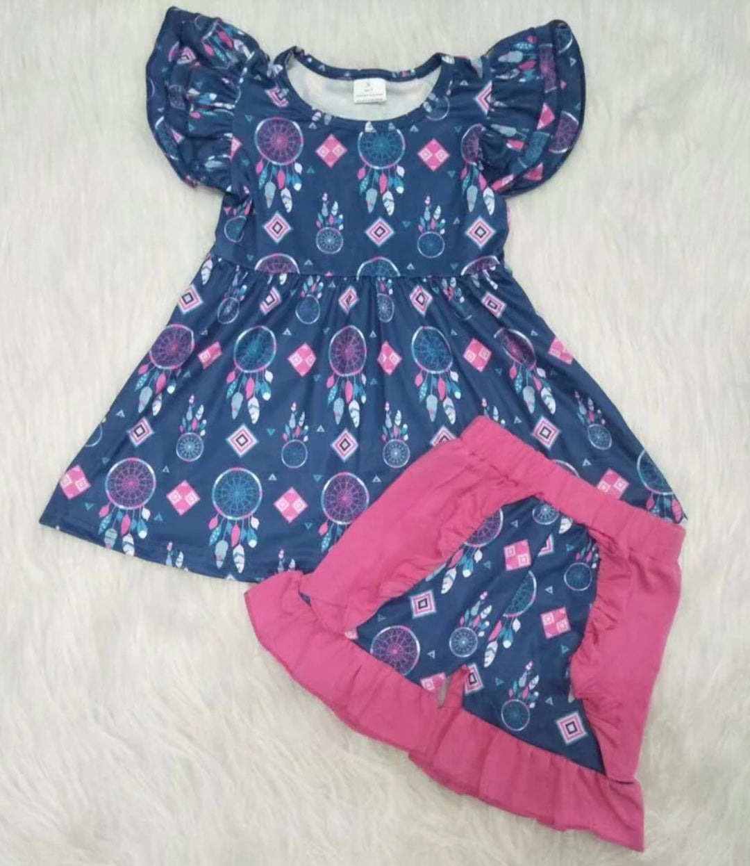 Colorful Bohemian Dreamcatcher Short set with bow