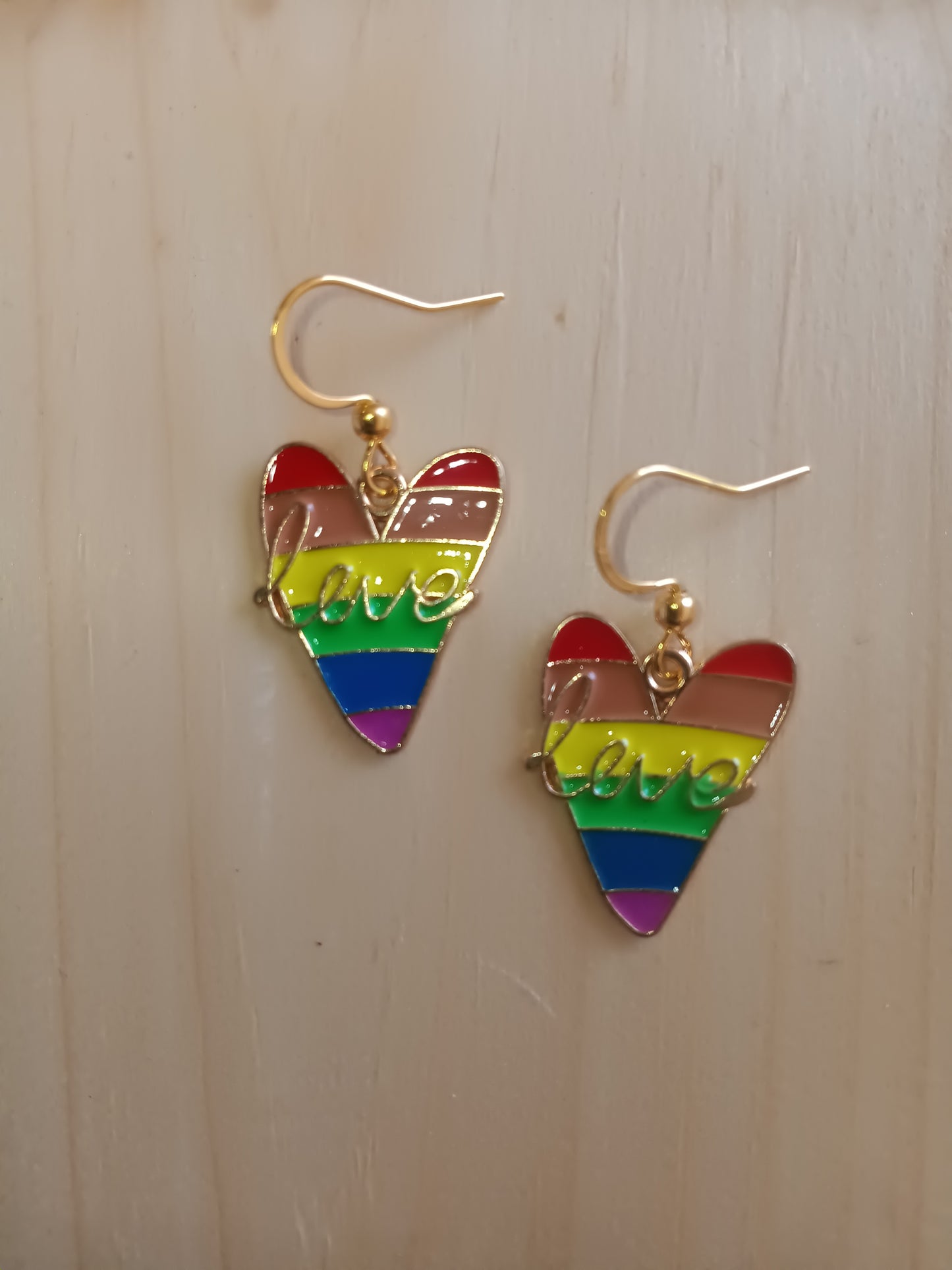 Love Rainbow Heart Dangle Earrings