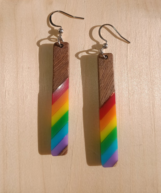 Beautiful Boho Rainbow Color block Drop Earrings