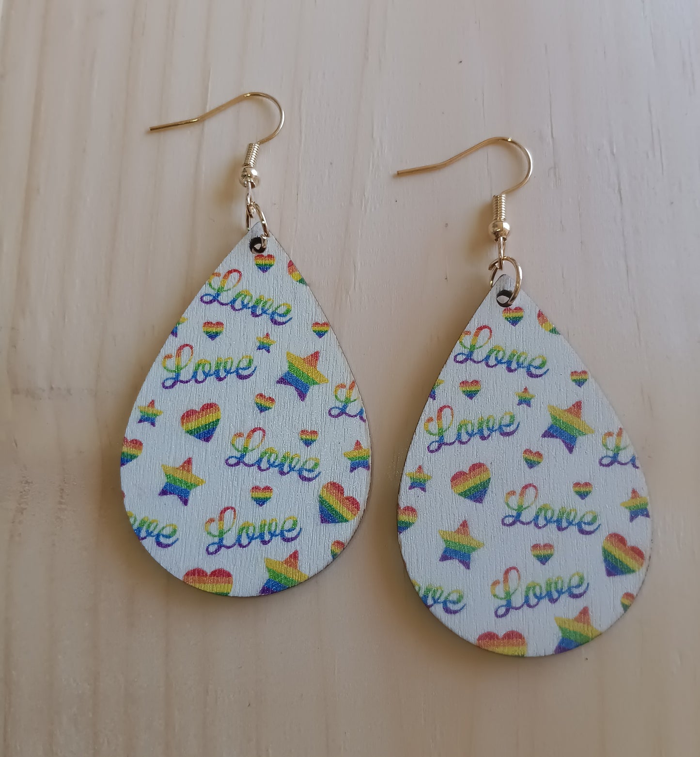 Rainbow Love Heart & Star Earrings