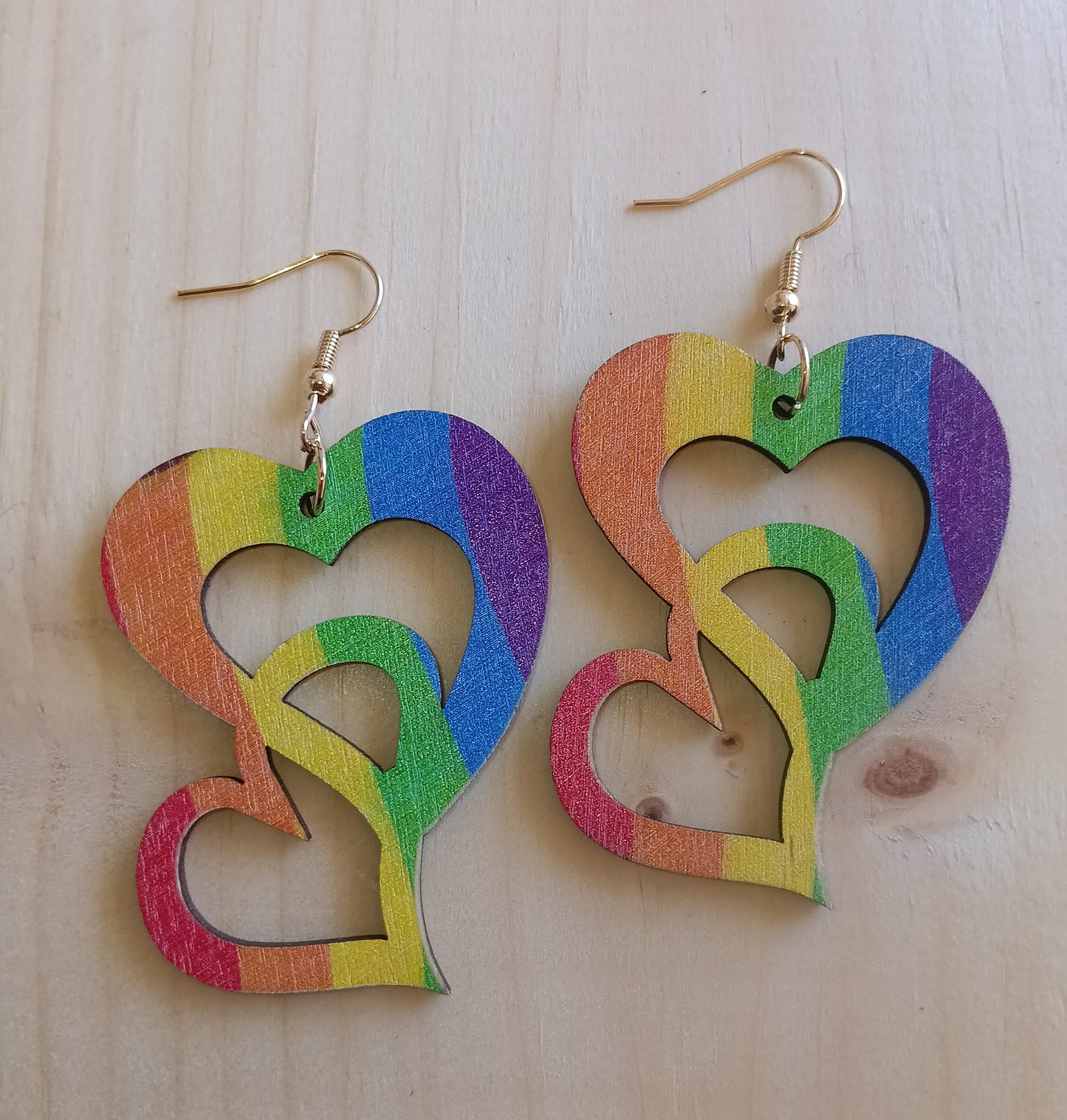 Double Rainbow Heart Earrings