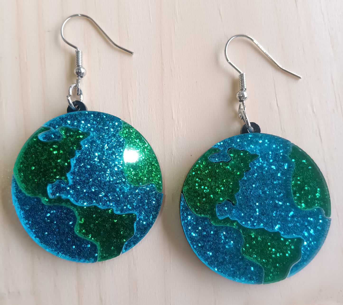 Full Glitter Effect Earth Earrings