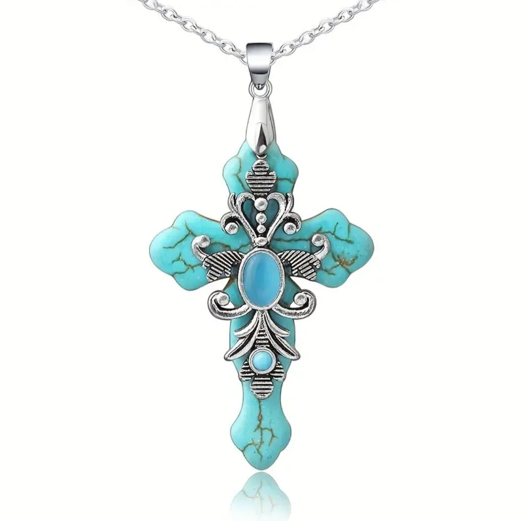 Gorgeous Turquoise Cross Necklace