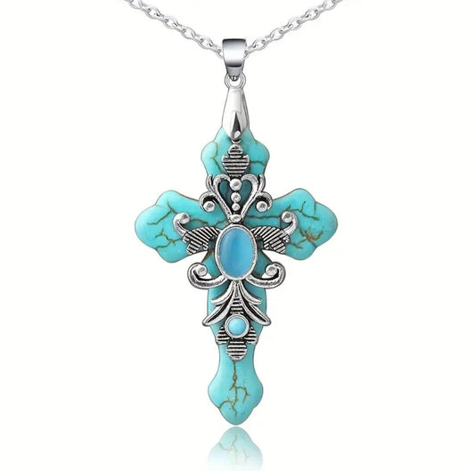Gorgeous Turquoise Cross Necklace
