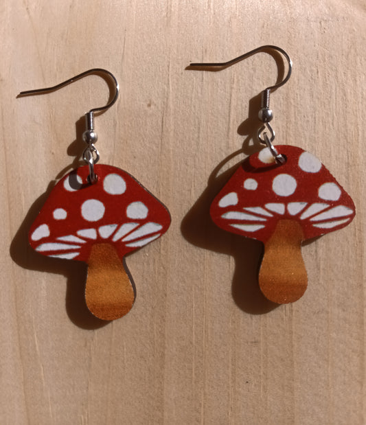 Adorable Red & White Polkadot Mushroom Earrings