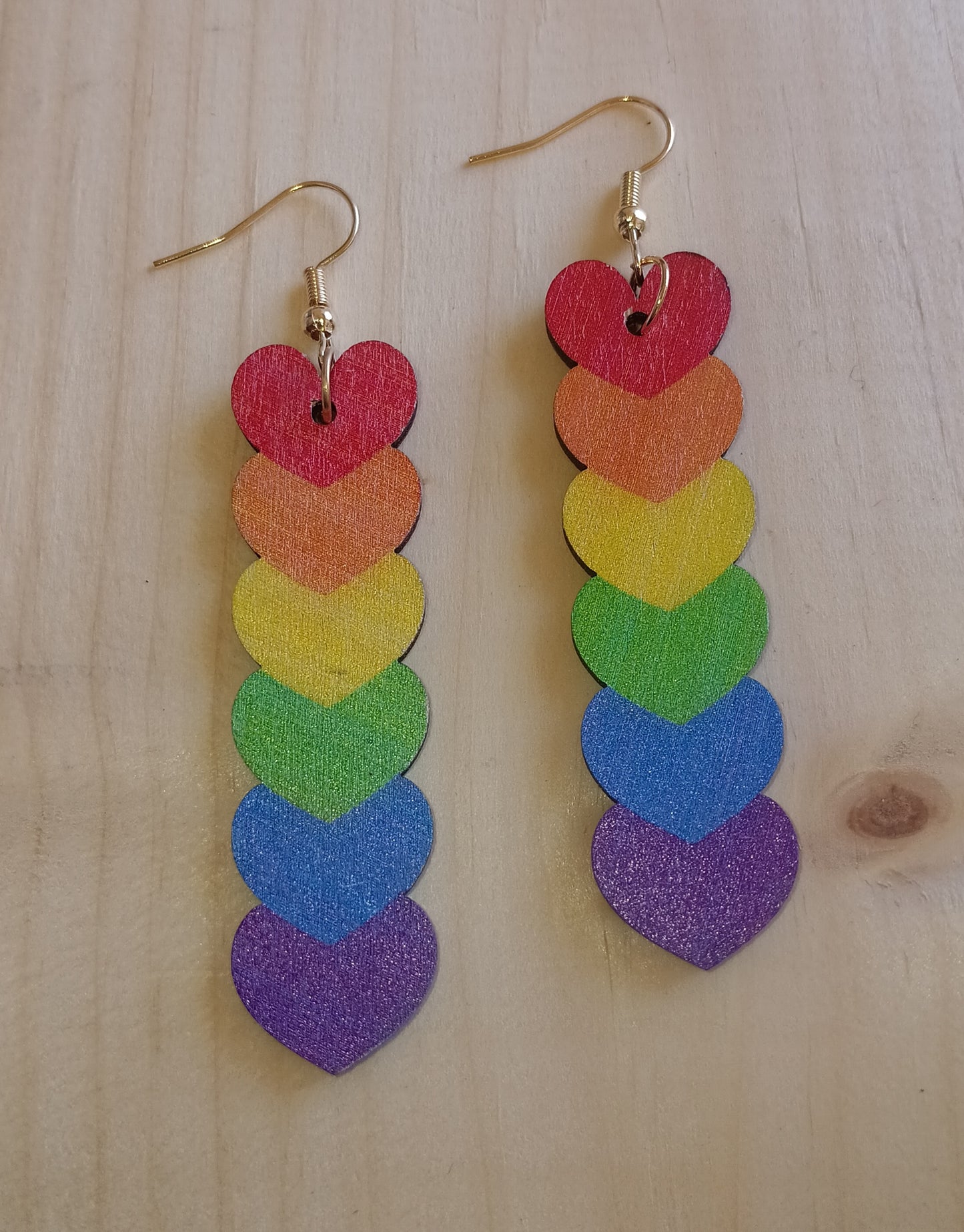Stacked Rainbow Heart Earrings