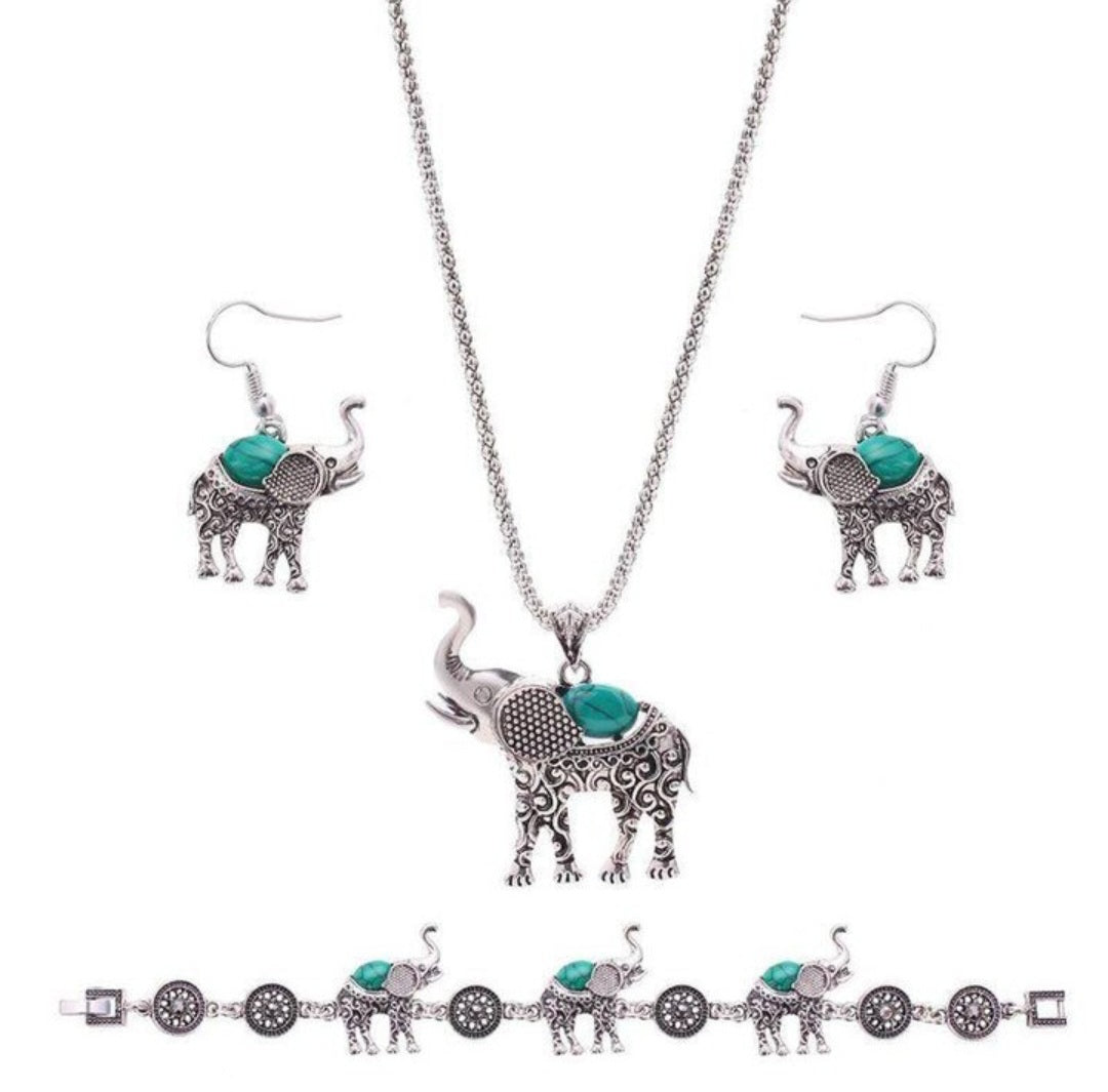 Beautiful Boho Vintage Style Turquoise Elephant Gift Set
