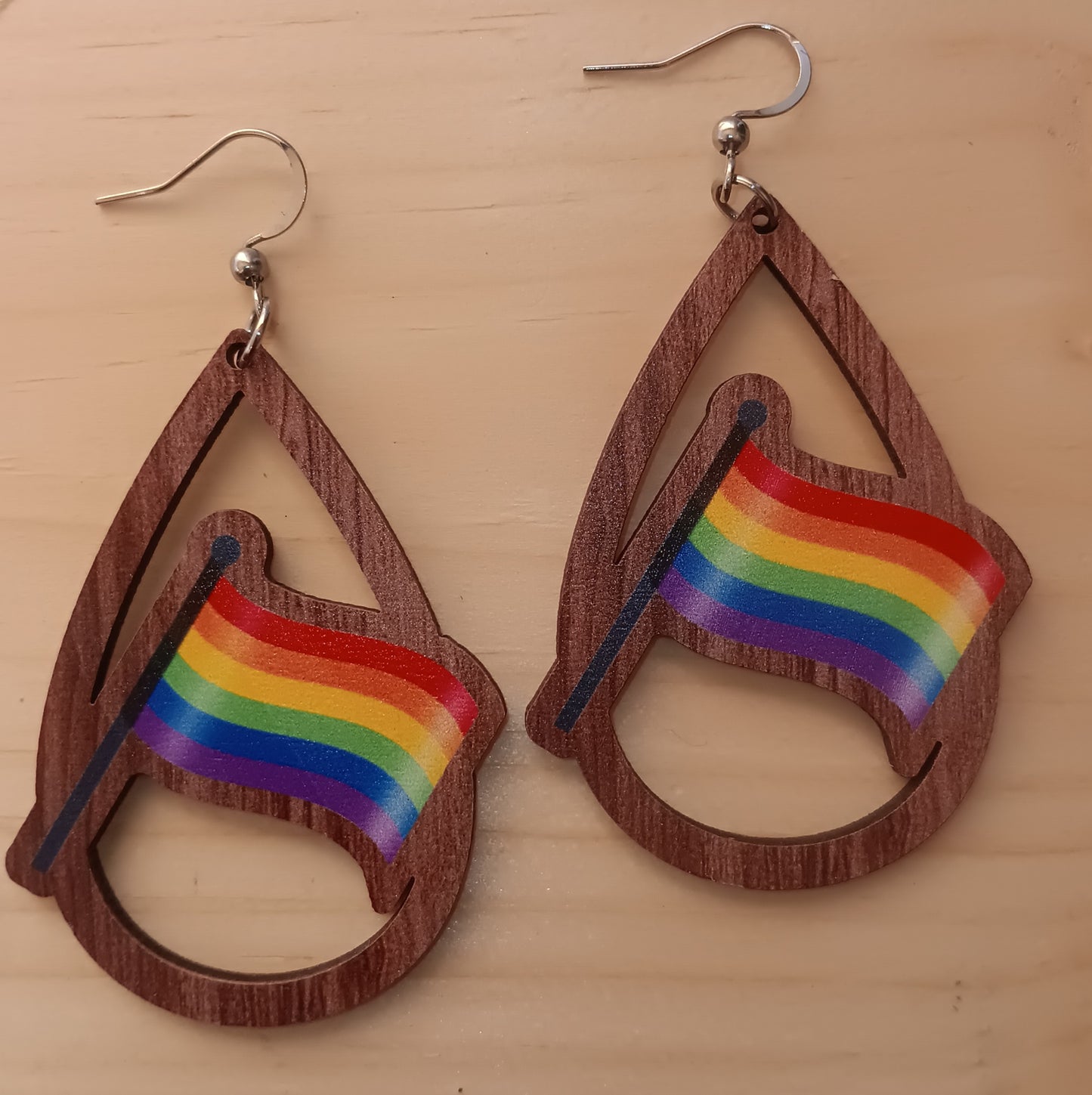 Rainbow Flag Teardrop Earrings