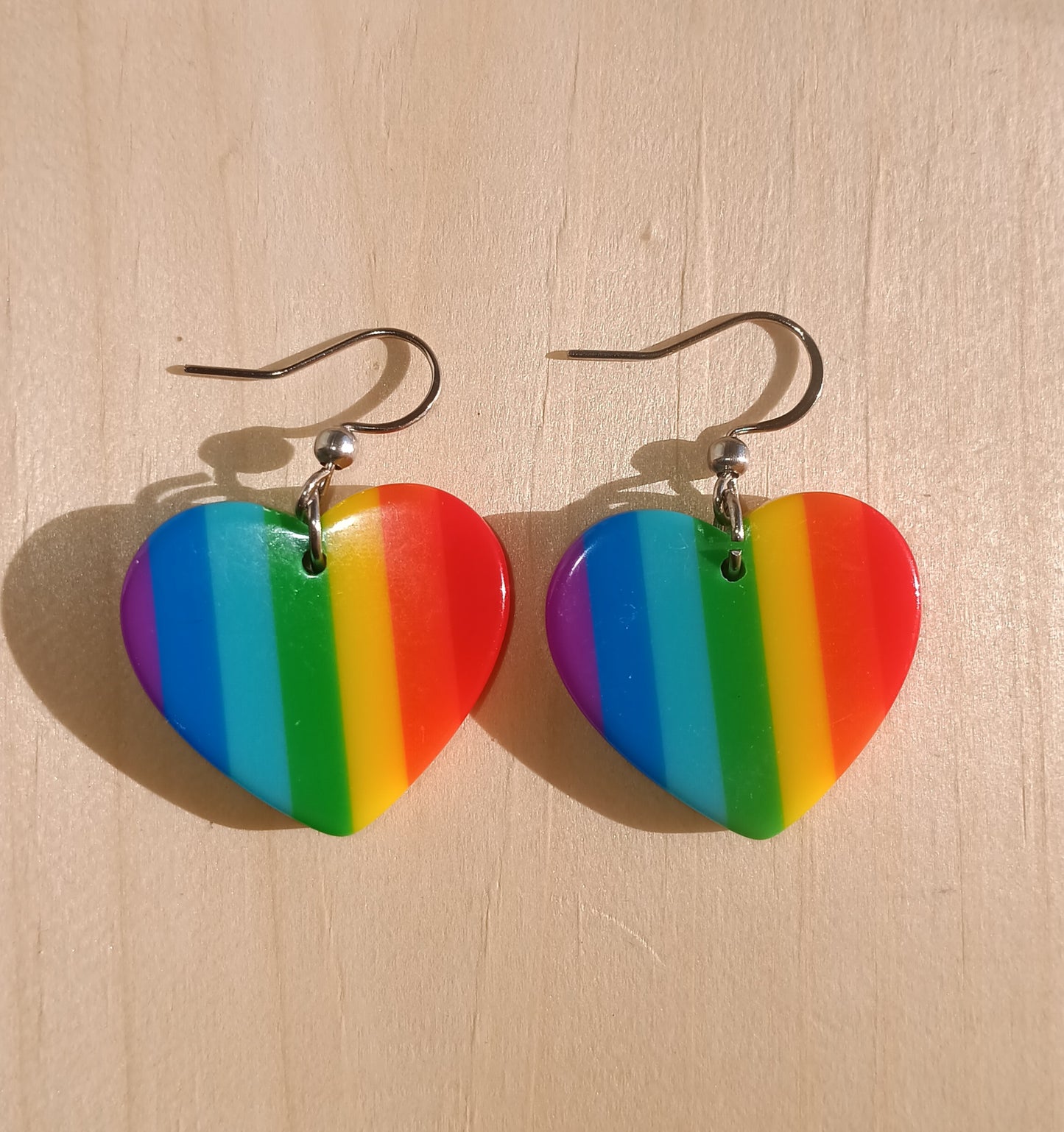 Heart Striped Rainbow Earrings
