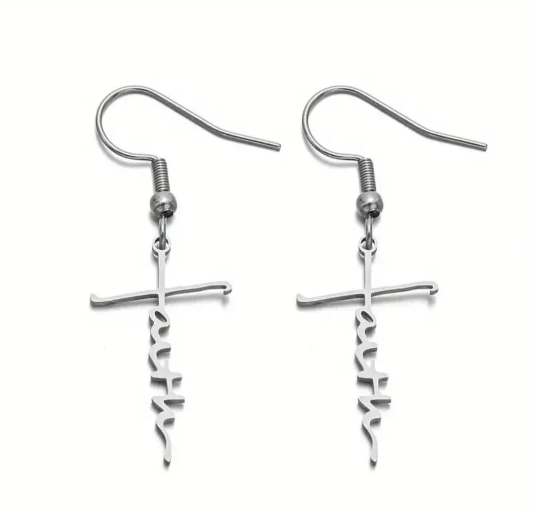 Small Beautiful Faith Cross Jewelry Gift Set(both), Necklace(only), or Earrings(only)
