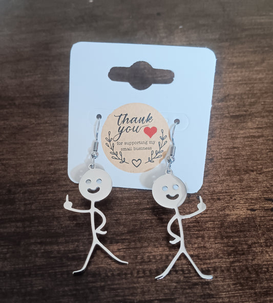 Funny Birdie TWEET-TWEET Stick Man Earrings