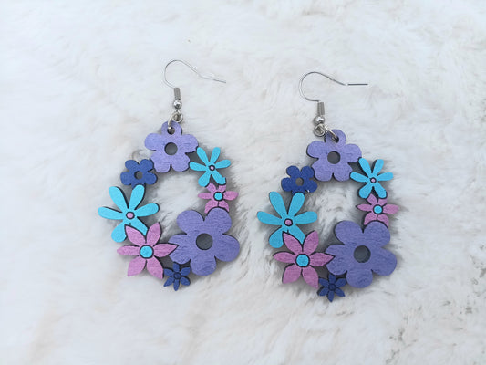 Beautiful Purple Floral Boho Earrings