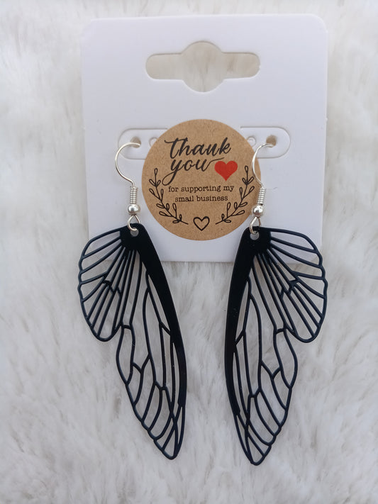 Beautiful Black Butterfly Wings Handmade Earrings